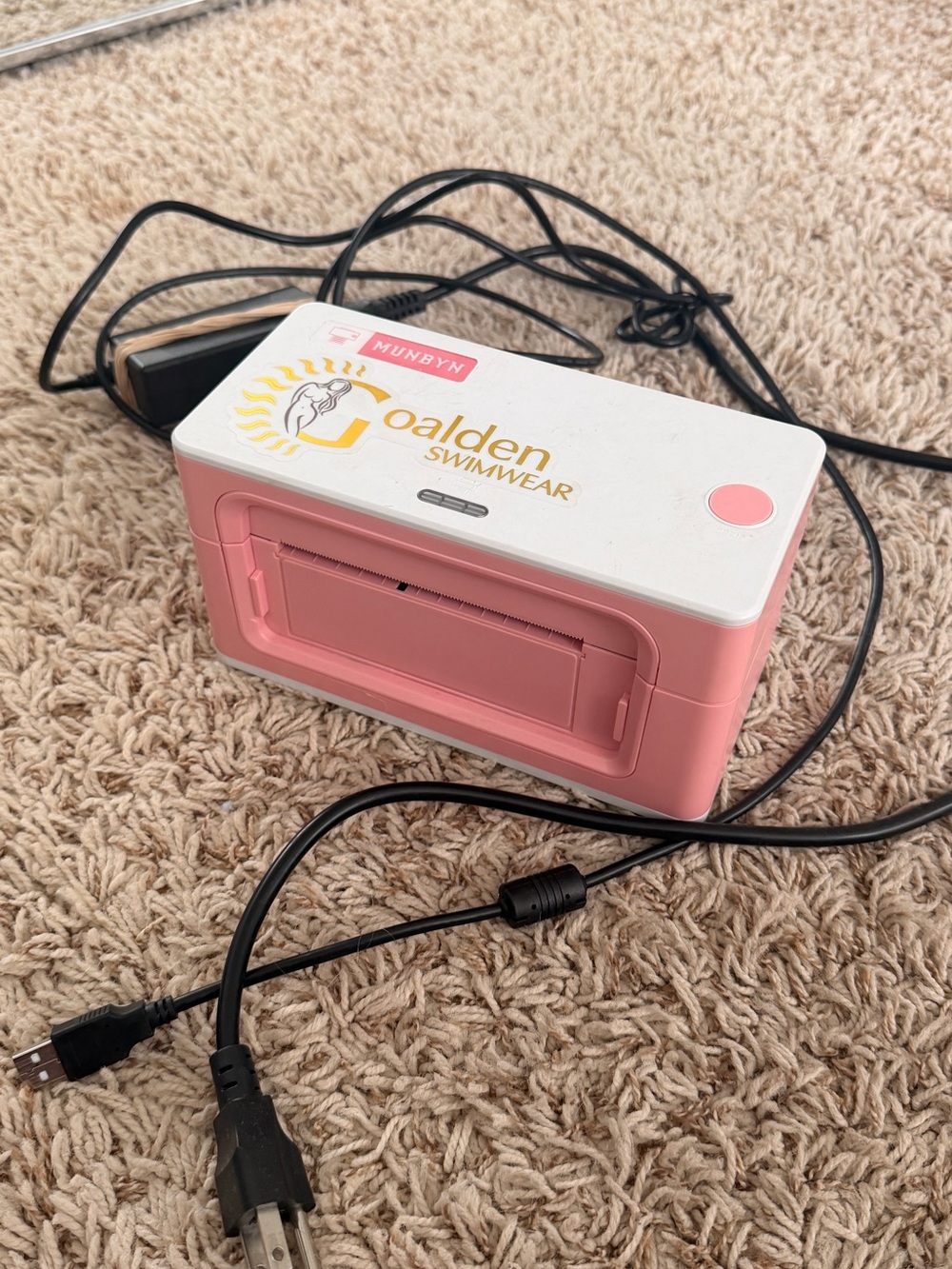 MUNBYN Pink & White Thermal Label Printer